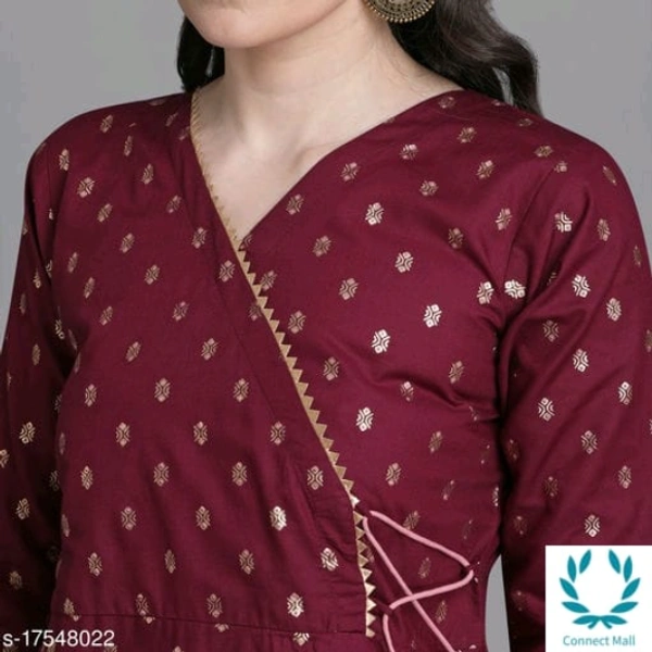 Women Cotton Straight Printed Long Kurti With Palazzos - XL